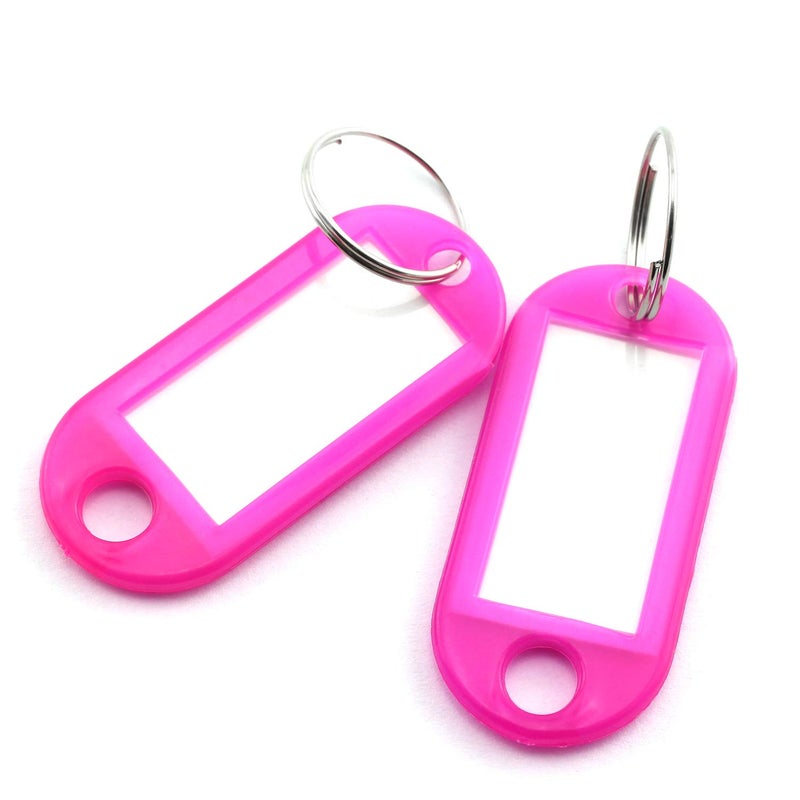 Lind Kitchen 40pcs Rose Red Key Ring Label Tags Plastic Keys Holder and Identifier Name Number Address Information Label Card for Keys ID 5x2.2cm - Image 1